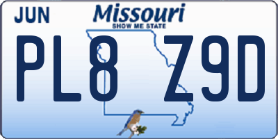 MO license plate PL8Z9D