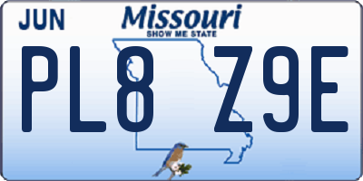 MO license plate PL8Z9E