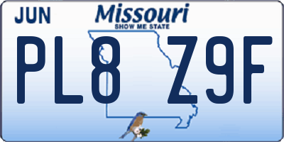MO license plate PL8Z9F