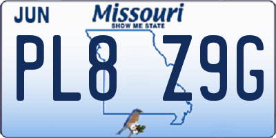 MO license plate PL8Z9G