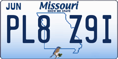 MO license plate PL8Z9I