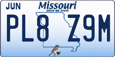 MO license plate PL8Z9M