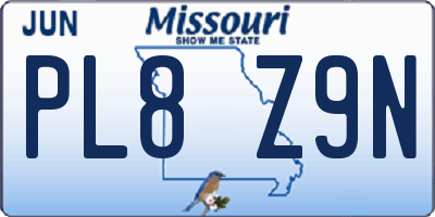 MO license plate PL8Z9N