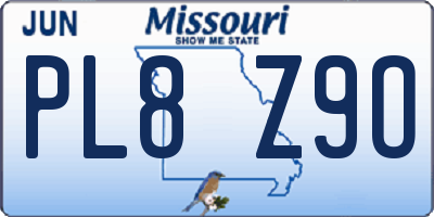 MO license plate PL8Z9O