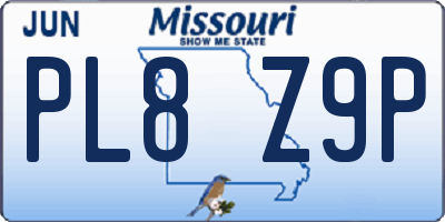 MO license plate PL8Z9P