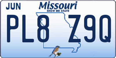 MO license plate PL8Z9Q