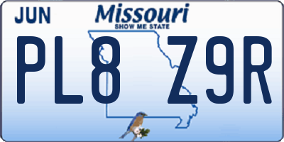 MO license plate PL8Z9R