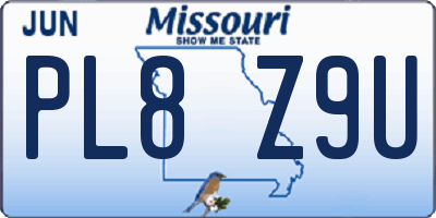 MO license plate PL8Z9U