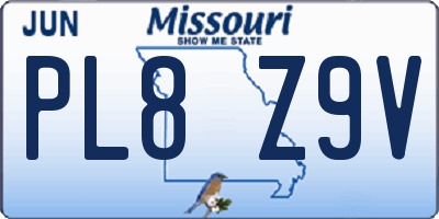 MO license plate PL8Z9V