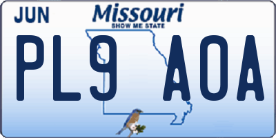 MO license plate PL9A0A