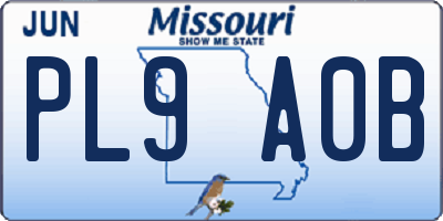 MO license plate PL9A0B