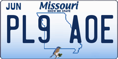 MO license plate PL9A0E