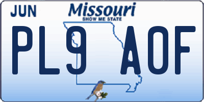 MO license plate PL9A0F