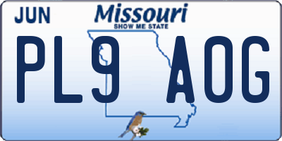 MO license plate PL9A0G