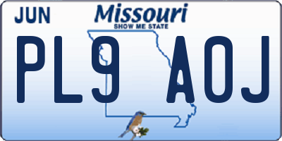MO license plate PL9A0J