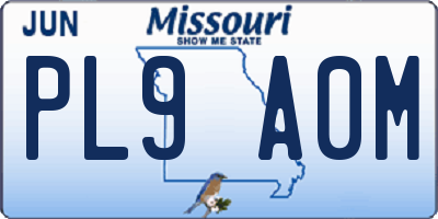 MO license plate PL9A0M