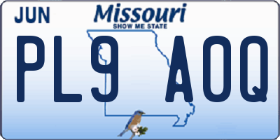 MO license plate PL9A0Q