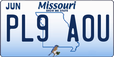 MO license plate PL9A0U