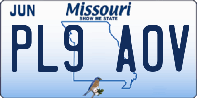 MO license plate PL9A0V
