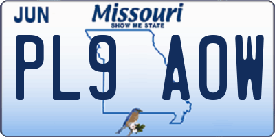 MO license plate PL9A0W