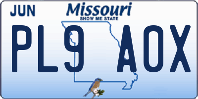 MO license plate PL9A0X