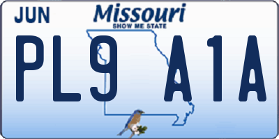 MO license plate PL9A1A