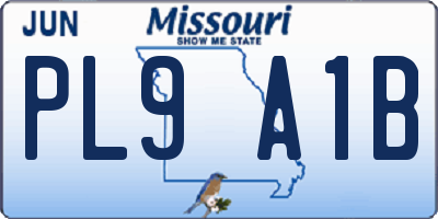MO license plate PL9A1B