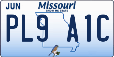 MO license plate PL9A1C