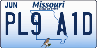 MO license plate PL9A1D