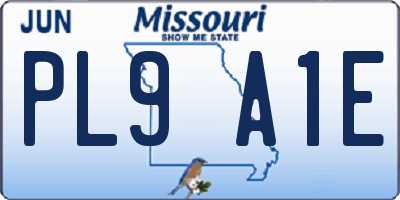 MO license plate PL9A1E