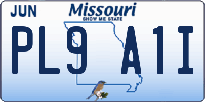 MO license plate PL9A1I