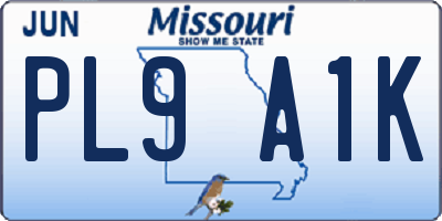 MO license plate PL9A1K