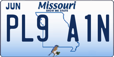 MO license plate PL9A1N