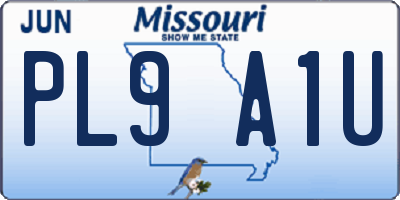 MO license plate PL9A1U