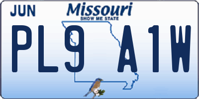 MO license plate PL9A1W