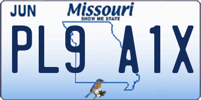 MO license plate PL9A1X