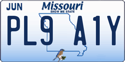MO license plate PL9A1Y