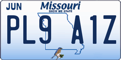 MO license plate PL9A1Z