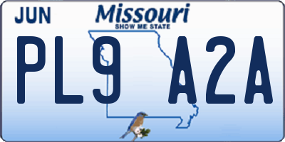 MO license plate PL9A2A