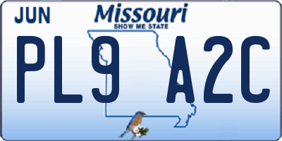 MO license plate PL9A2C