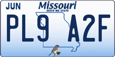 MO license plate PL9A2F