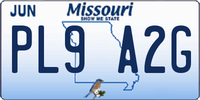 MO license plate PL9A2G