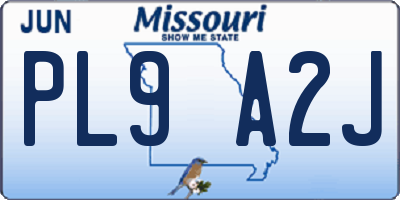 MO license plate PL9A2J