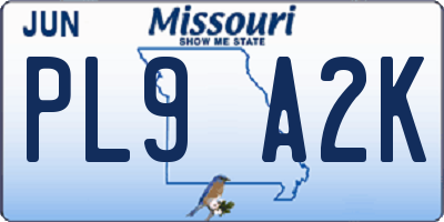 MO license plate PL9A2K