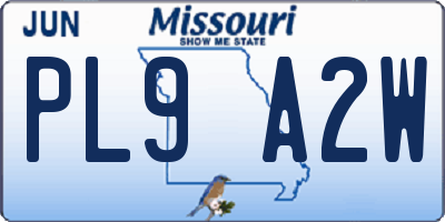 MO license plate PL9A2W