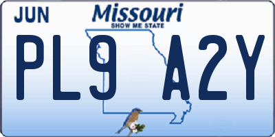 MO license plate PL9A2Y