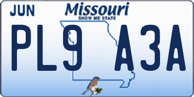 MO license plate PL9A3A