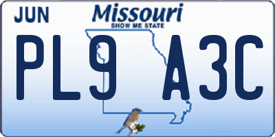 MO license plate PL9A3C