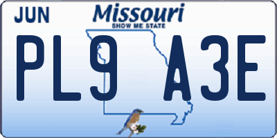 MO license plate PL9A3E