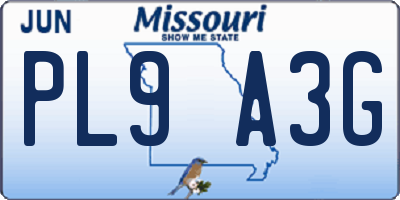 MO license plate PL9A3G
